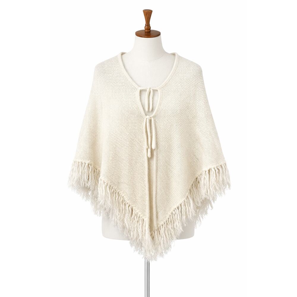 Bohemian Knitted Shawl Size S Womens Hippie Granola Prairie Cottagecore Cape